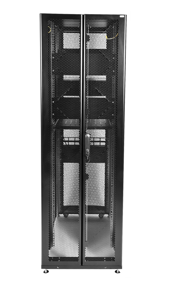 ЦМО ШТК-СП-42.6.10-44АА-9005 Шкаф серверный ПРОФ напольный 42U (600х1000) дверь перф. (2шт), черный, в сборе